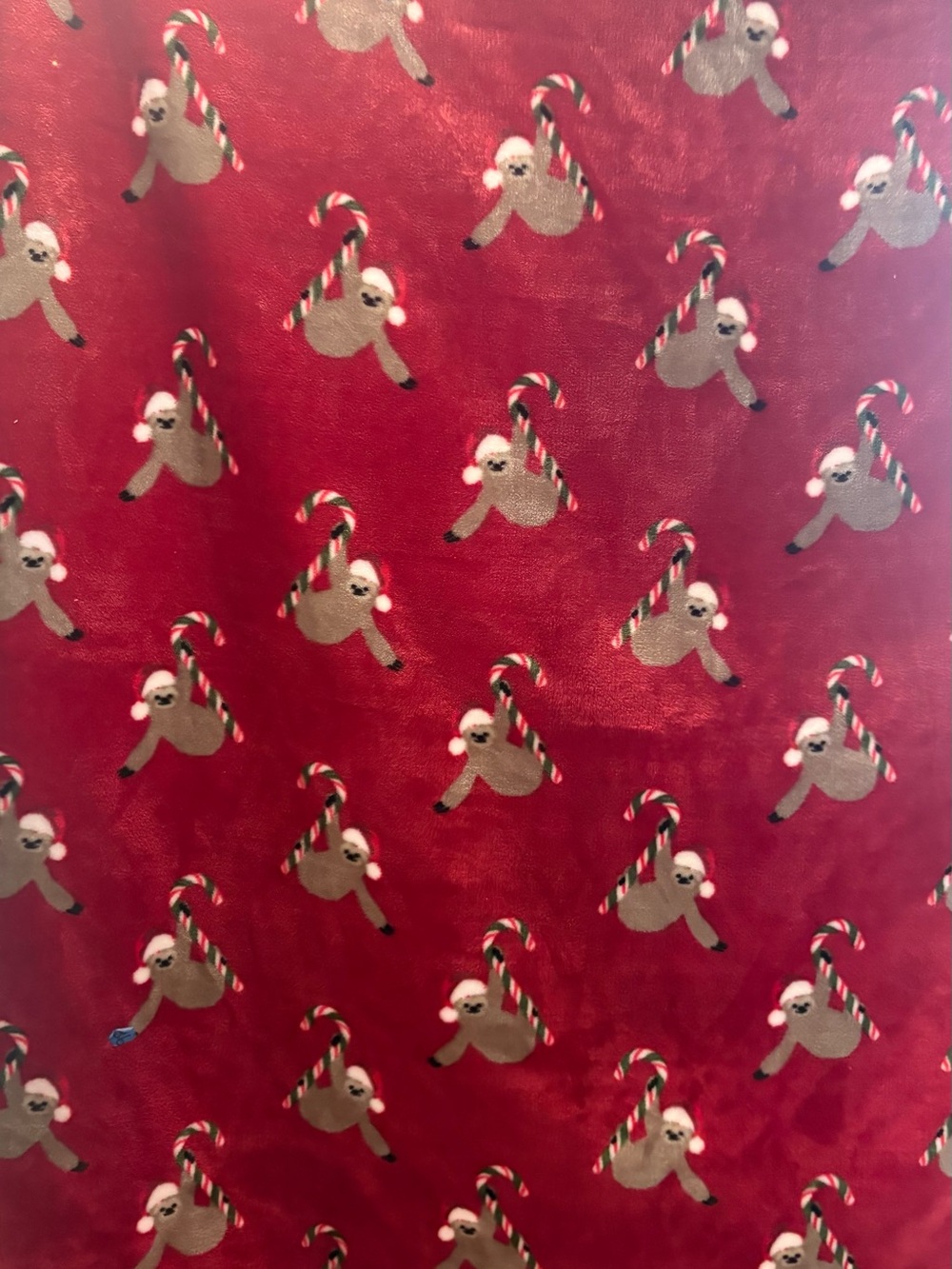 Christmas Blanket Throw Cozy Red Plush Candy Canes And Bears